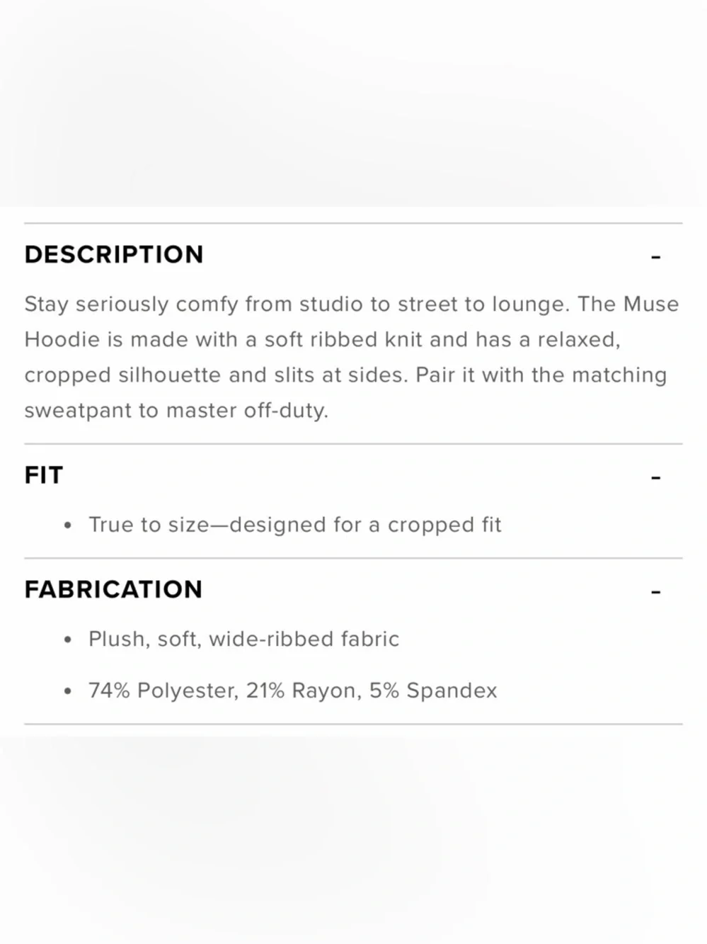 Alo Yoga Muse Hoodie Ivory Ribbed Cropped Pullover Size XS Cozy Lounge - Picture 6 of 7